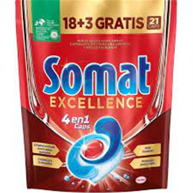 SOMAT CAPSULAS LAVAVAJILLAS 18+3 LAVADOS EXCELLENCE