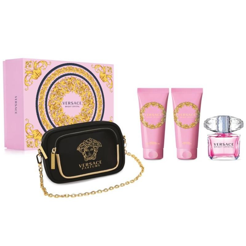 VERSACE COFFRET BRIGHT CRYSTAL EDT 90VAPO+GEL+BODY+CLUTCH