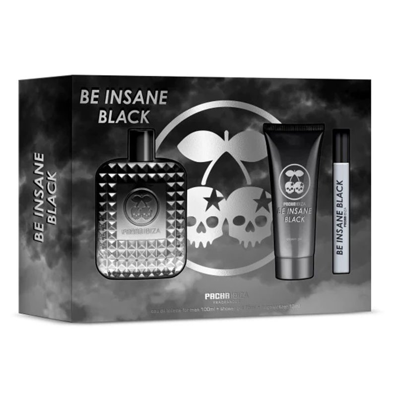 PACHA IBIZA MEN SET EDT BE INSANE BLACK 100VAPO+GEL+MINI