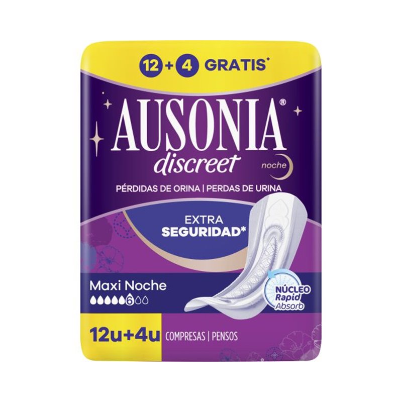 AUSONIA DISCREET MAXI NOCHE 12+4 UNI