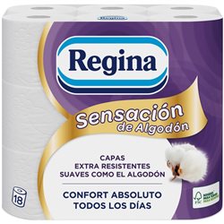 REGINA PAPEL HIGIENICO 18 ROLLOS 3 CAPAS SENSACION ALGODON