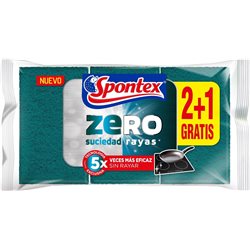 SPONTEX ESTROPAJO ZERO N/RAYA C/ESP 2+1 UNID